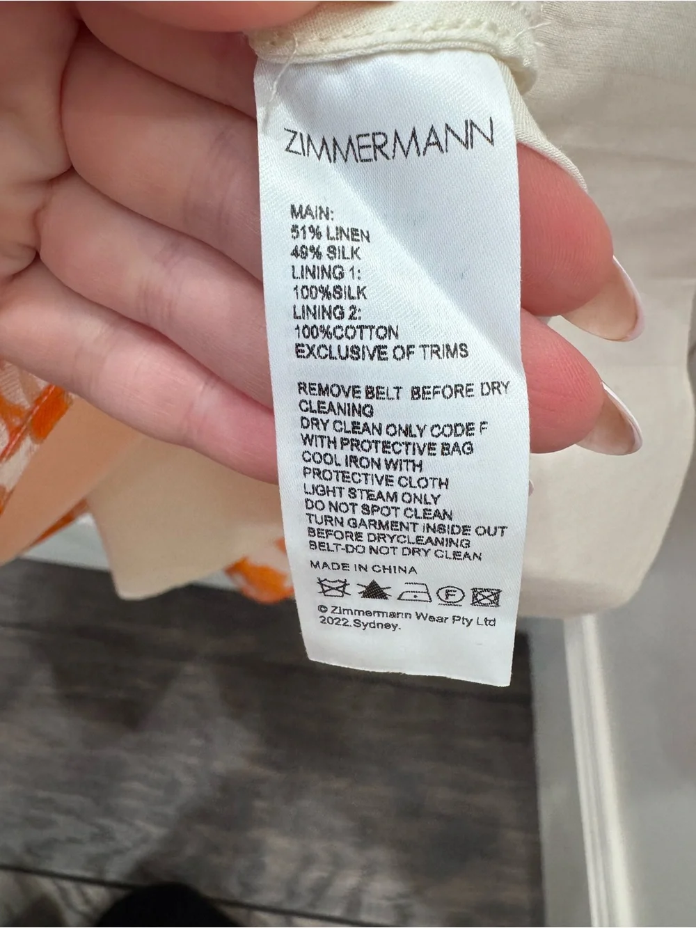 Zimmermann Orange and White Floral Puff-Sleeve Mini Dress - Picture 4 of 6